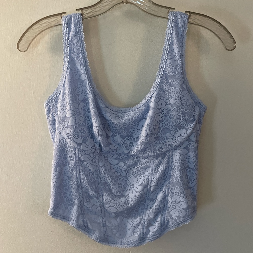 Blue Floral Lace Cinched Bralette